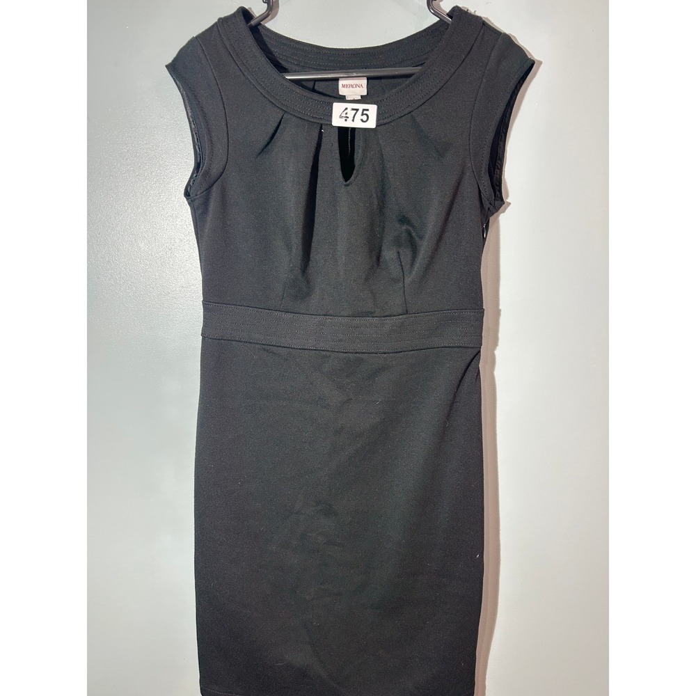 Merona Womens Black Keyhole Neck Pleated Sheath Dress Size 4 Sleeveless Workwear